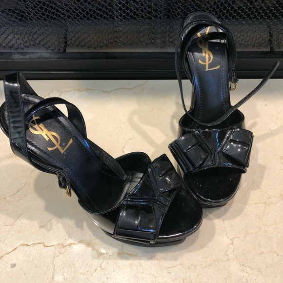 YSL Yves Saint Laurent Black Patent Leather Heels - Picture 5 of 5